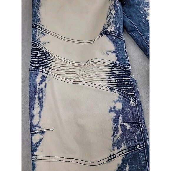 1738 Dynasty Jeans Mens 48 52x31 Moto Blue Bleach High Stretch Distressed Y2K - Picture 6 of 15